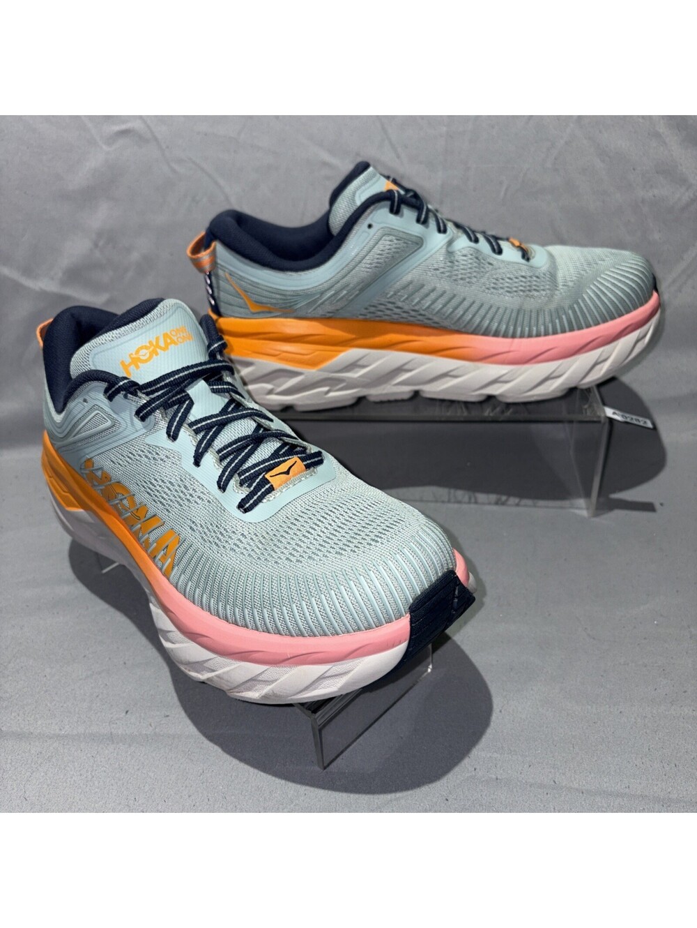 Hoka One One Bondi 7 Women’s Size 8.5 D Running Shoes Orange Blue EUC